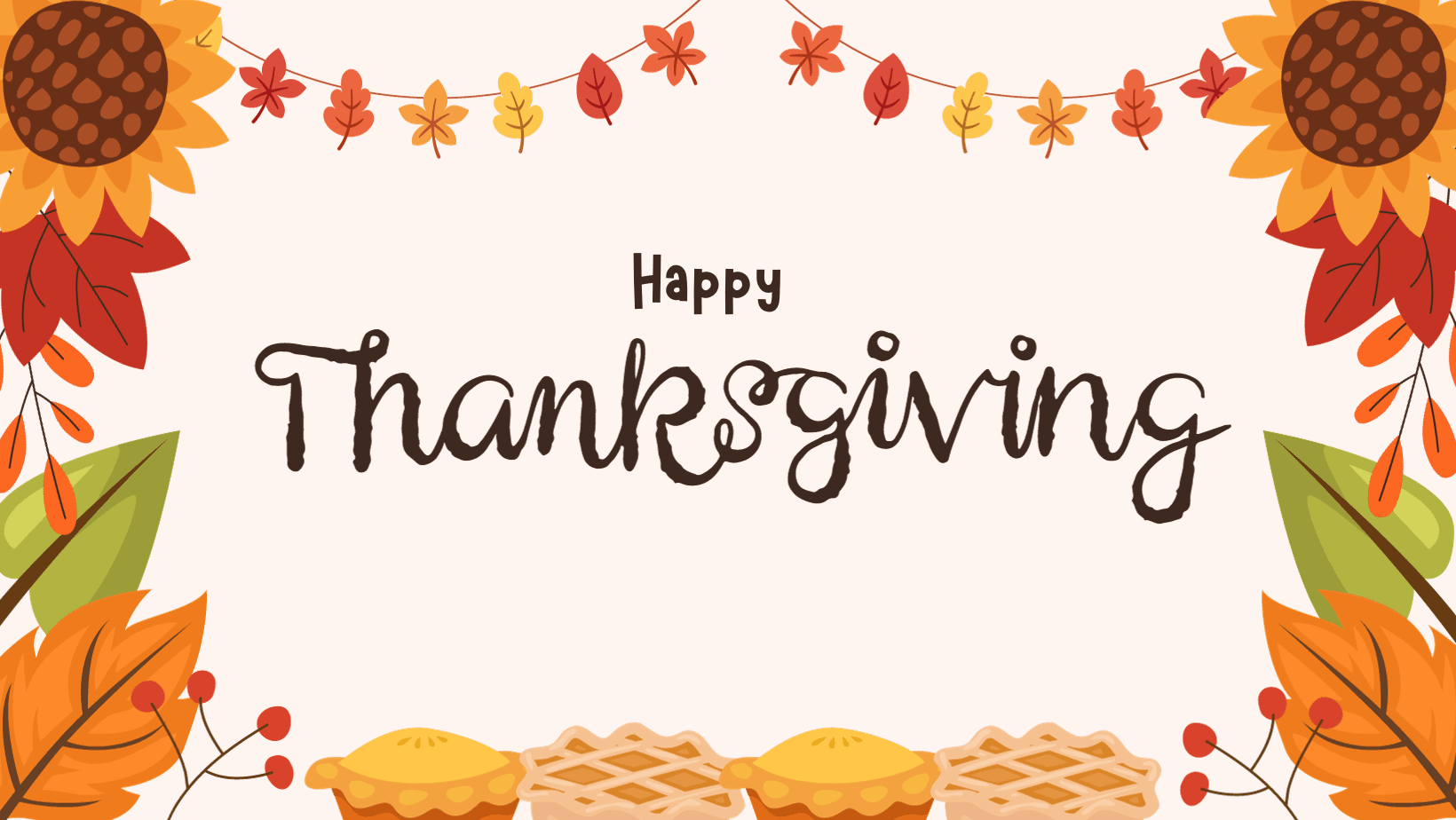 Yellow and Brown Modern Elegant Happy Thanksgiving Facebook Cover